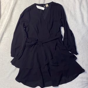 Black deep V dress in size large